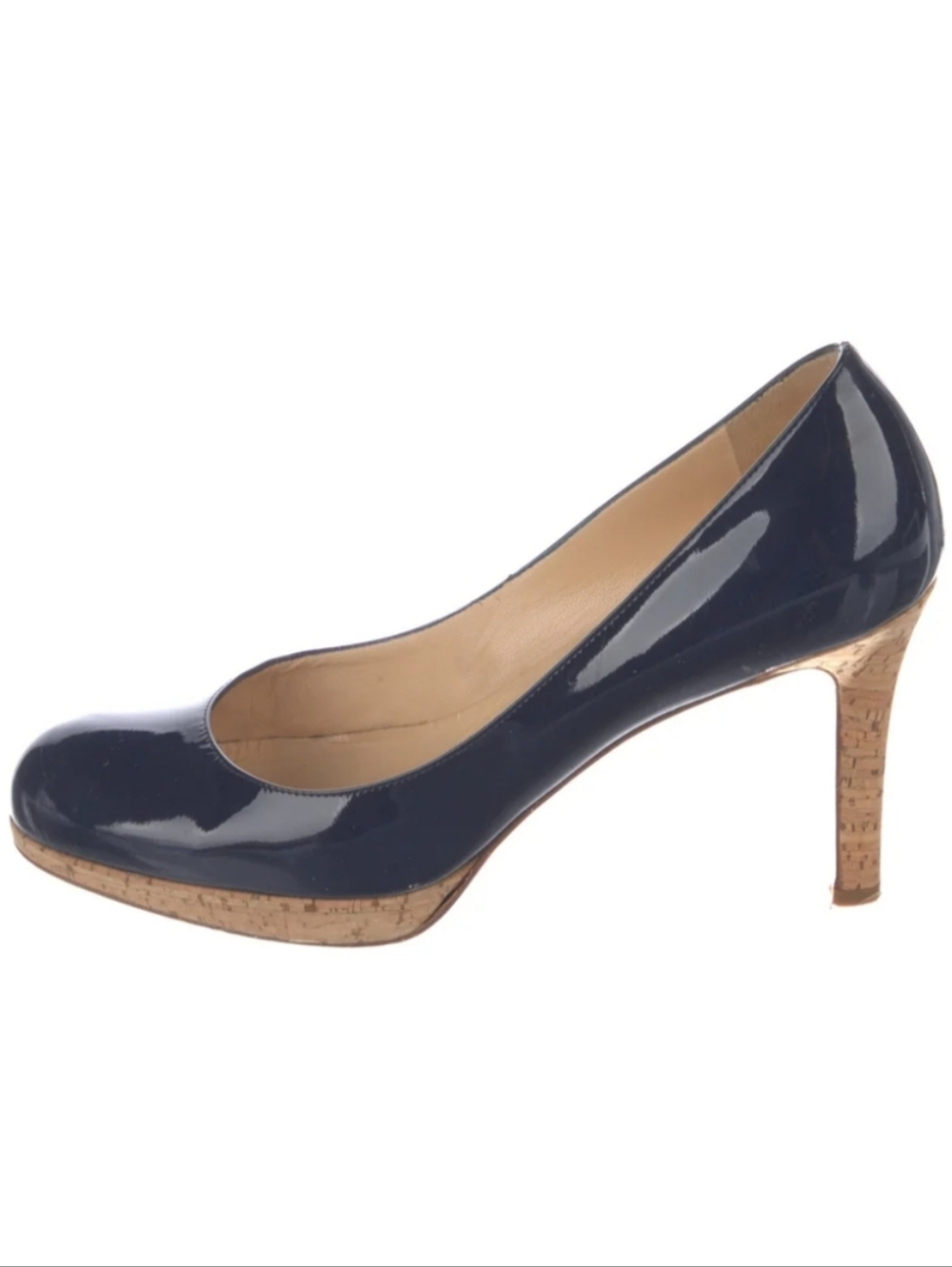 Christian Louboutin Navy Patent Cork Platform Pumps